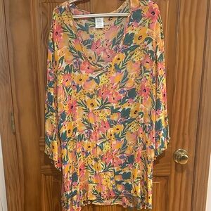 Floral V-Neck Women's beach cover-up
